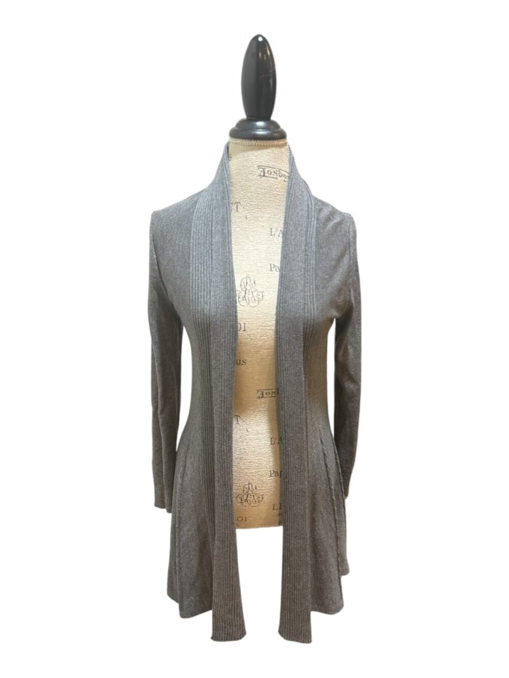 White House Black Market (WHBM) Sz XS Gray Cashmere Blend Swing Duster Cardigan